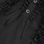 Black Ruffle Pleat High Neck Shirt