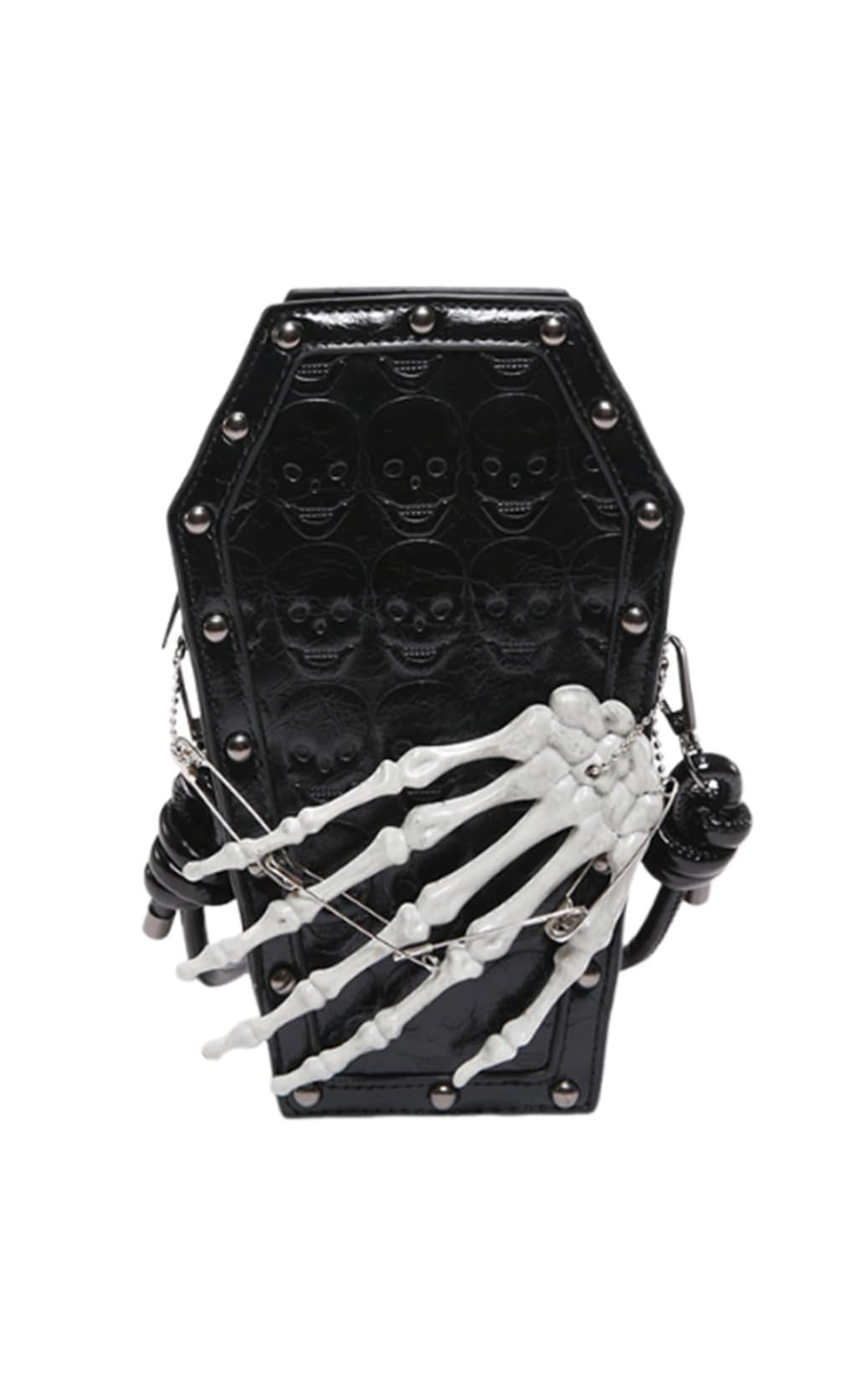 Coffin Skull Patterned Skeleton Hand Bag