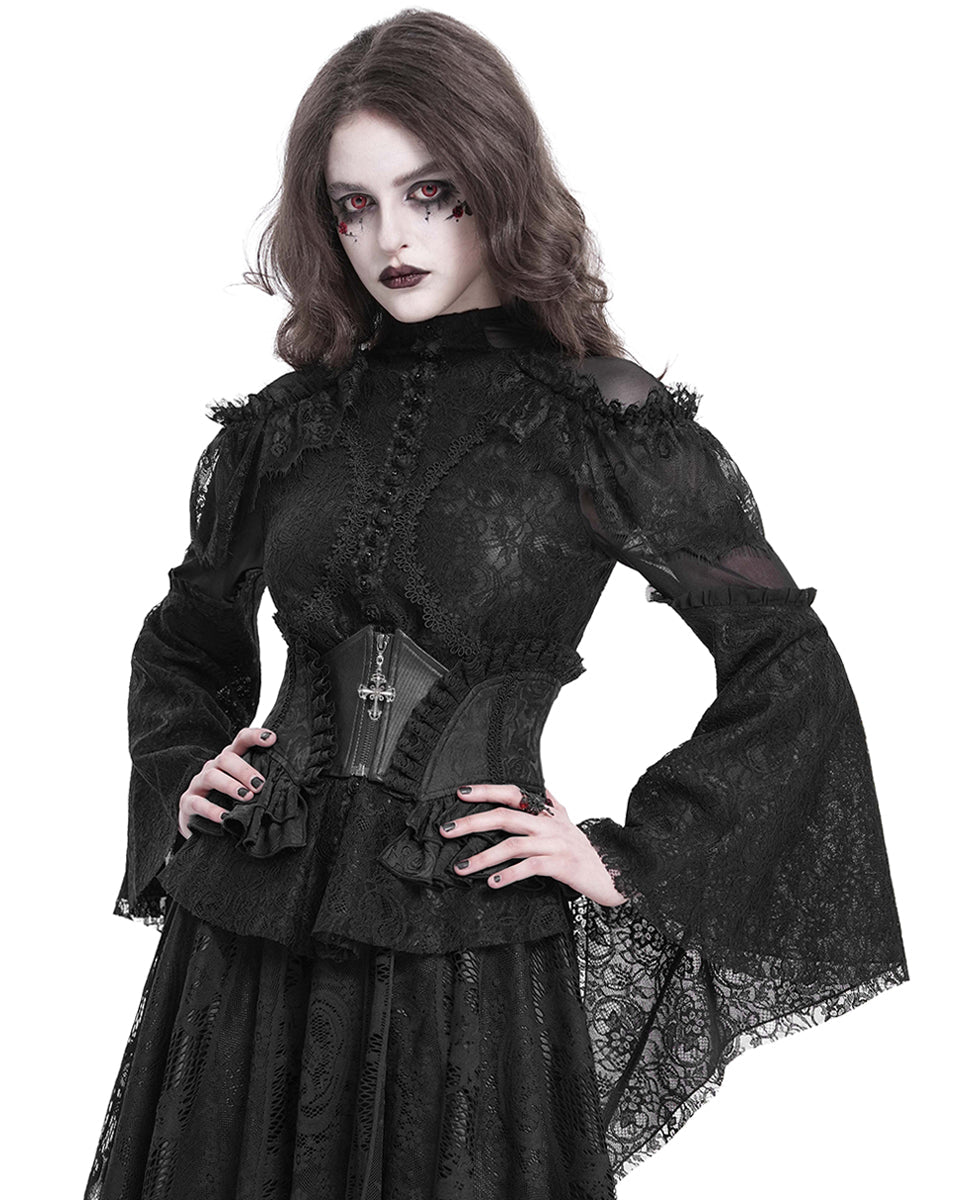 Crucifix Rose Frill Corset Belt