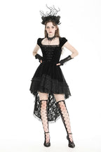 Velvet Lace Train Party Dress