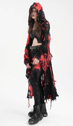 Black & Red Bloody Shredded Hood Jacket