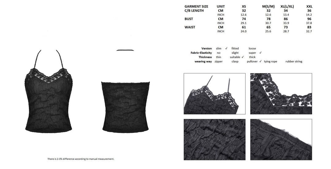 Lace Hem Texture Halter Top
