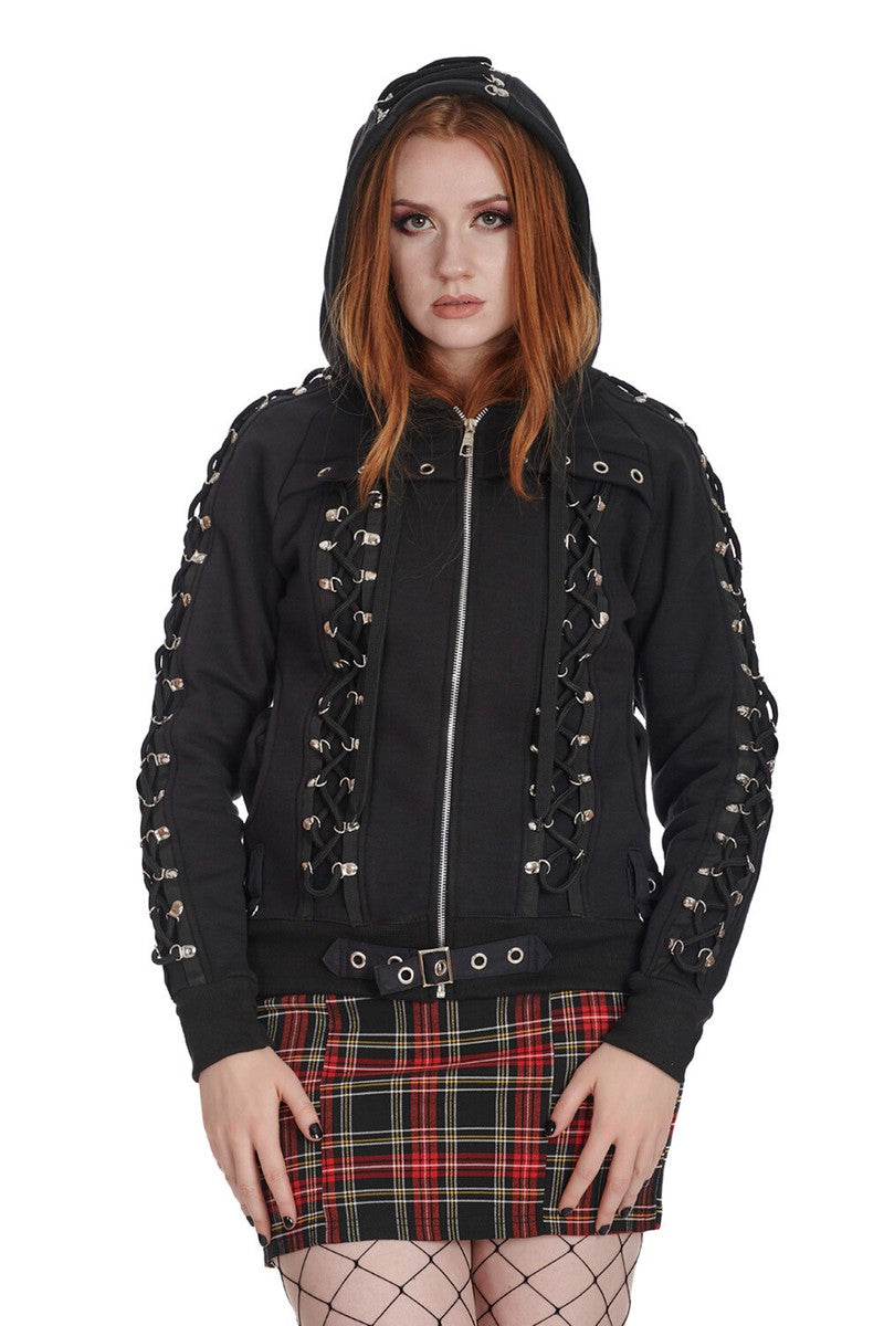 Punk Laced Hooded Zip Jacket