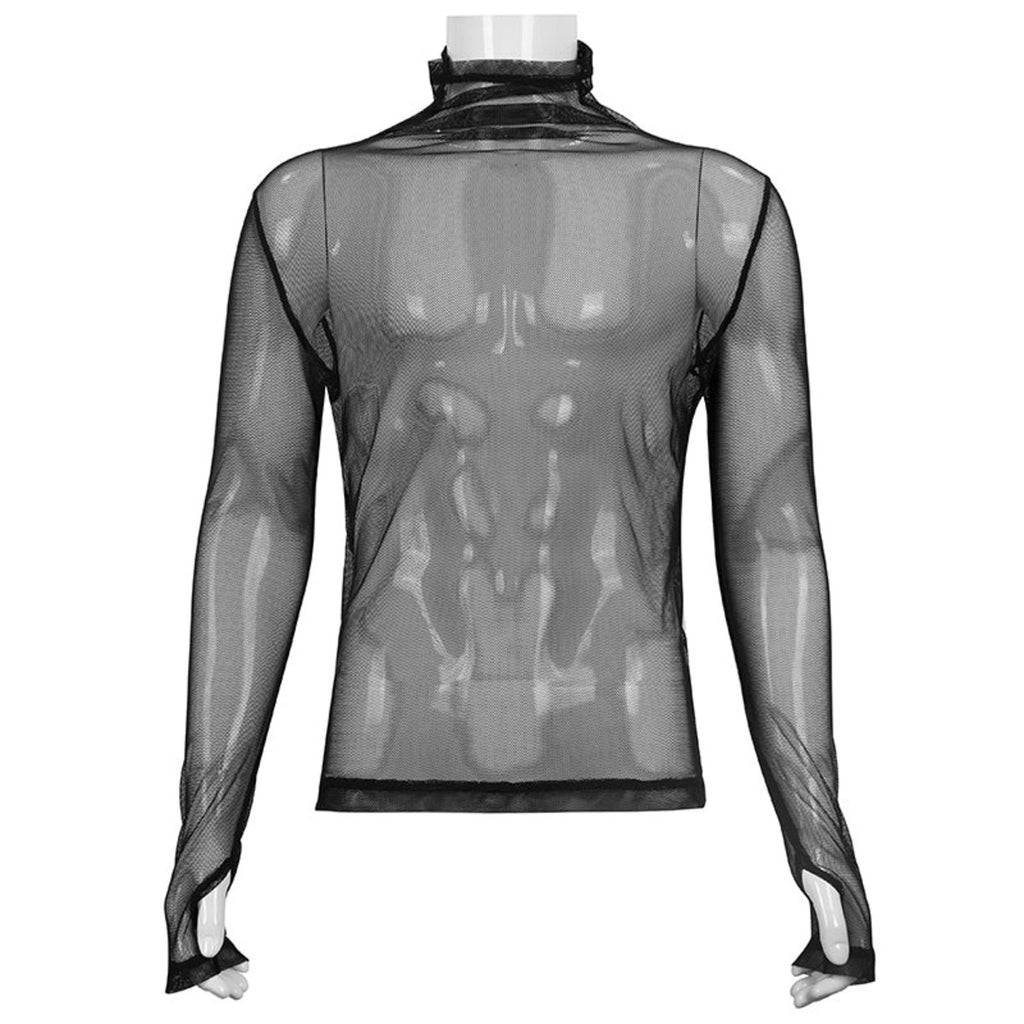 High Neck Casual Mesh Top