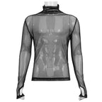 High Neck Casual Mesh Top