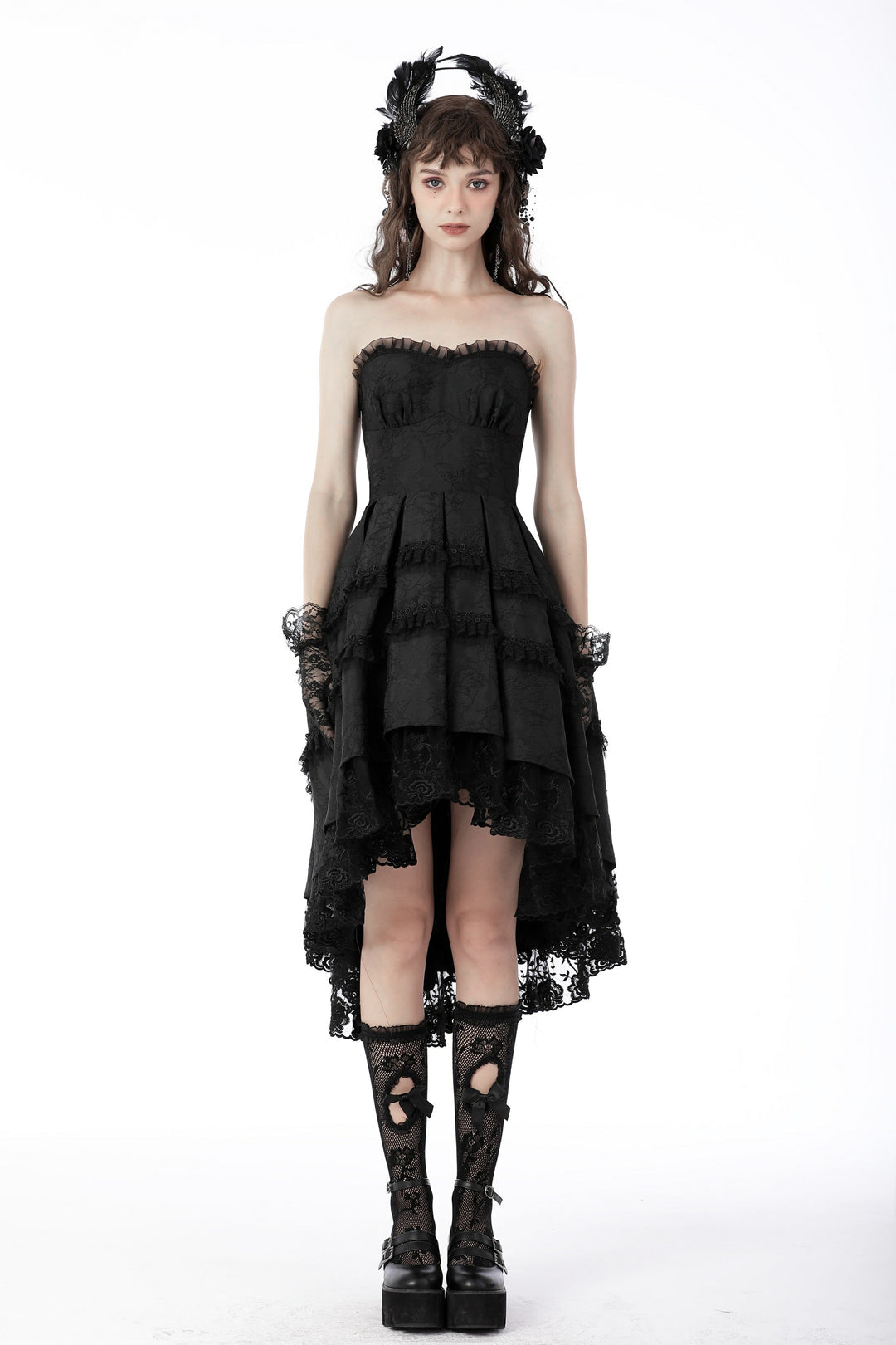 Pleated Frill Big Bow Prom Dress