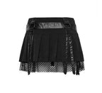 Buckle Strap Net Mini Skirt