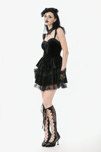 Lace Wing Strap Ruffle Dress
