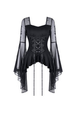 Detailed Whimsical Lace Up Blouse