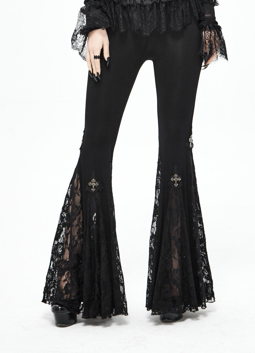 Bell Bottom Mini Crucifix Lace Trousers