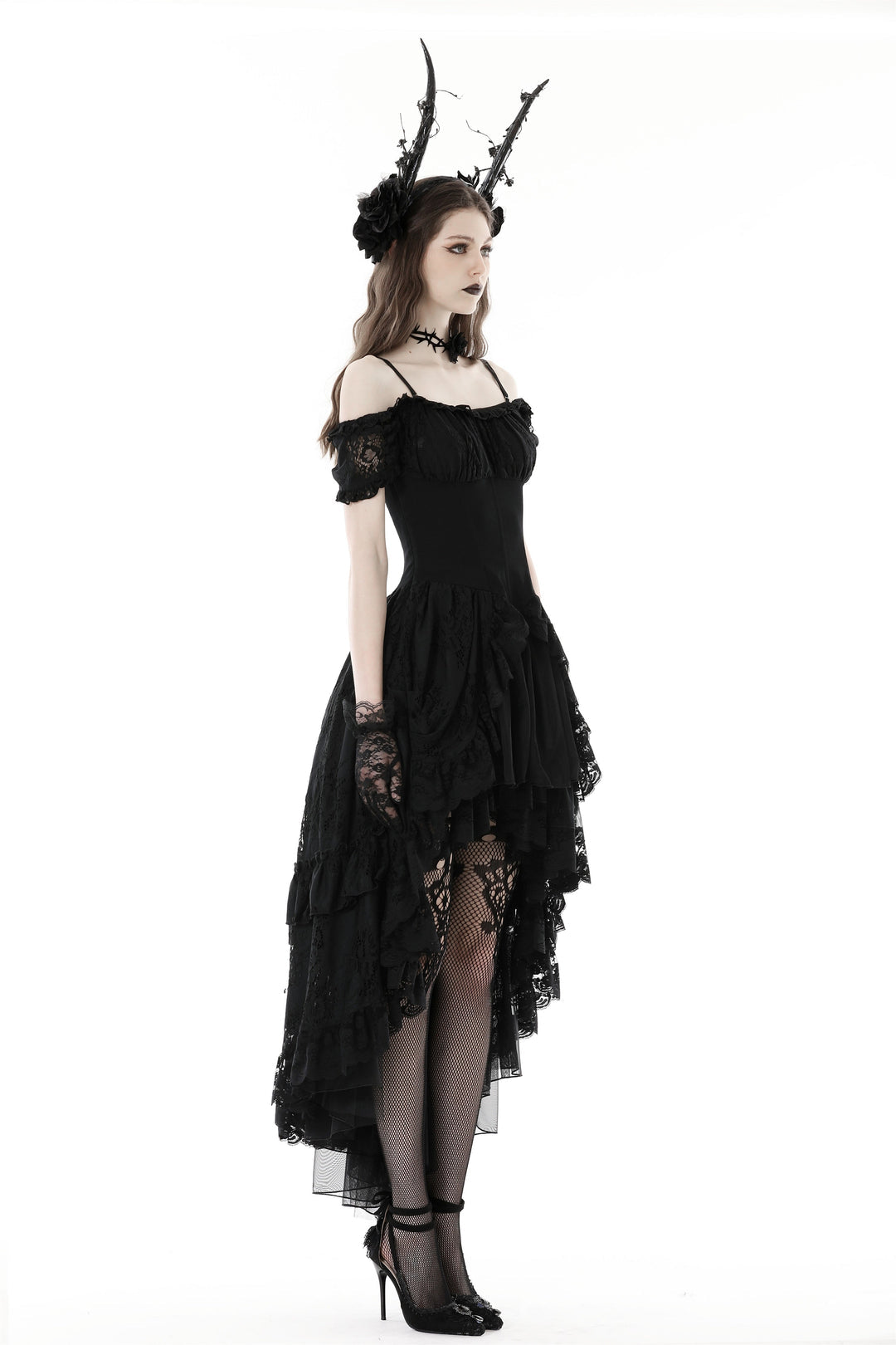 Elegant Dovetail Hi-Lo Bardot Dress