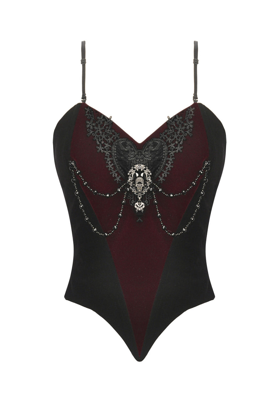 Romantic Heart Velvet Jewel Corset Top