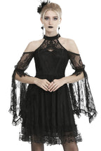 Net Cutout Flare Armed Dress