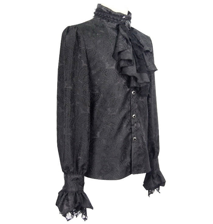 Black Paisley Jacquard Shirt With Cravat