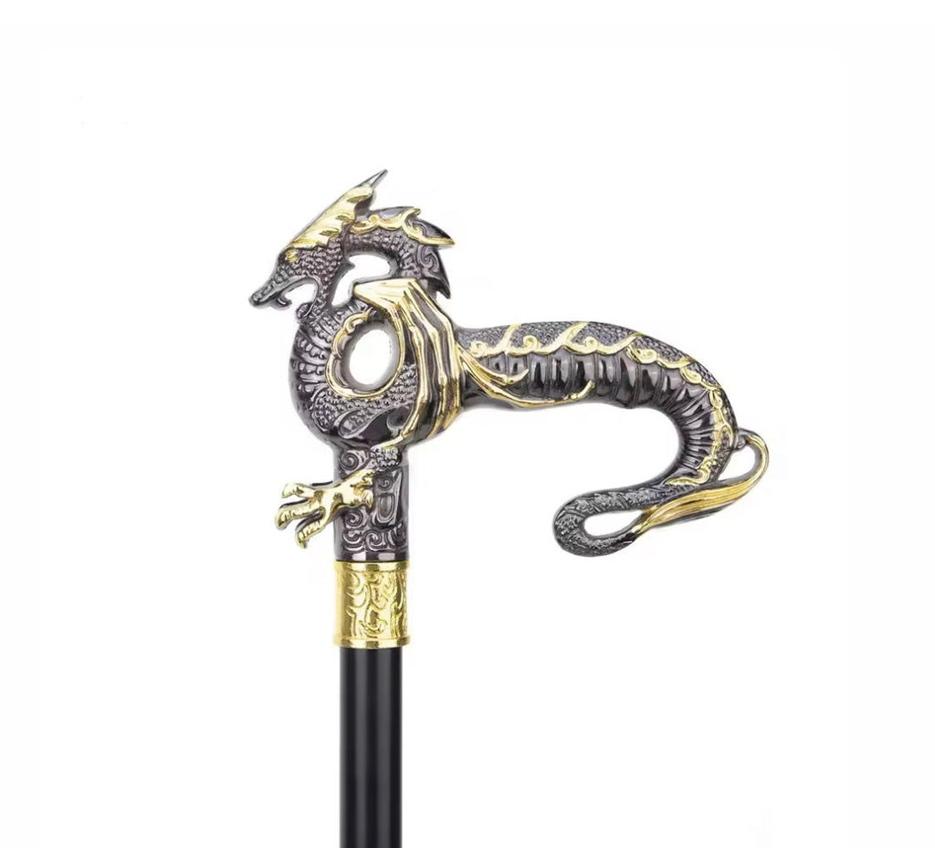 Silver & Gold Dragon Body Cane