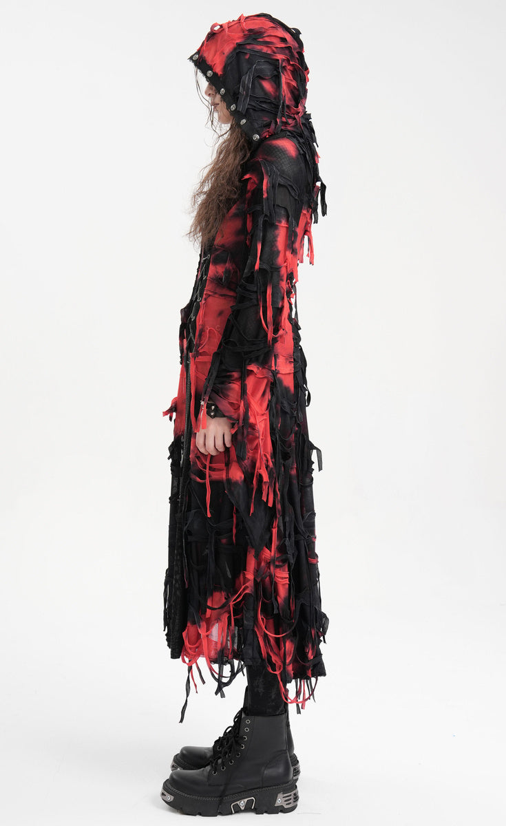 Black & Red Bloody Shredded Hood Jacket
