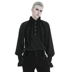 Black Ruffle Pleat High Neck Shirt