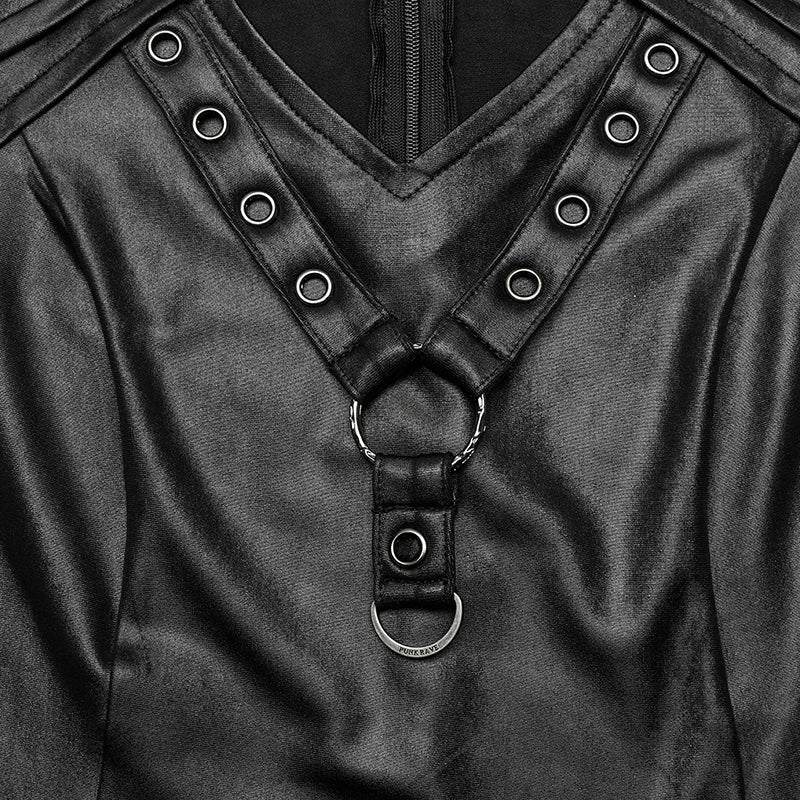 Dystopian Cutout Leather Top