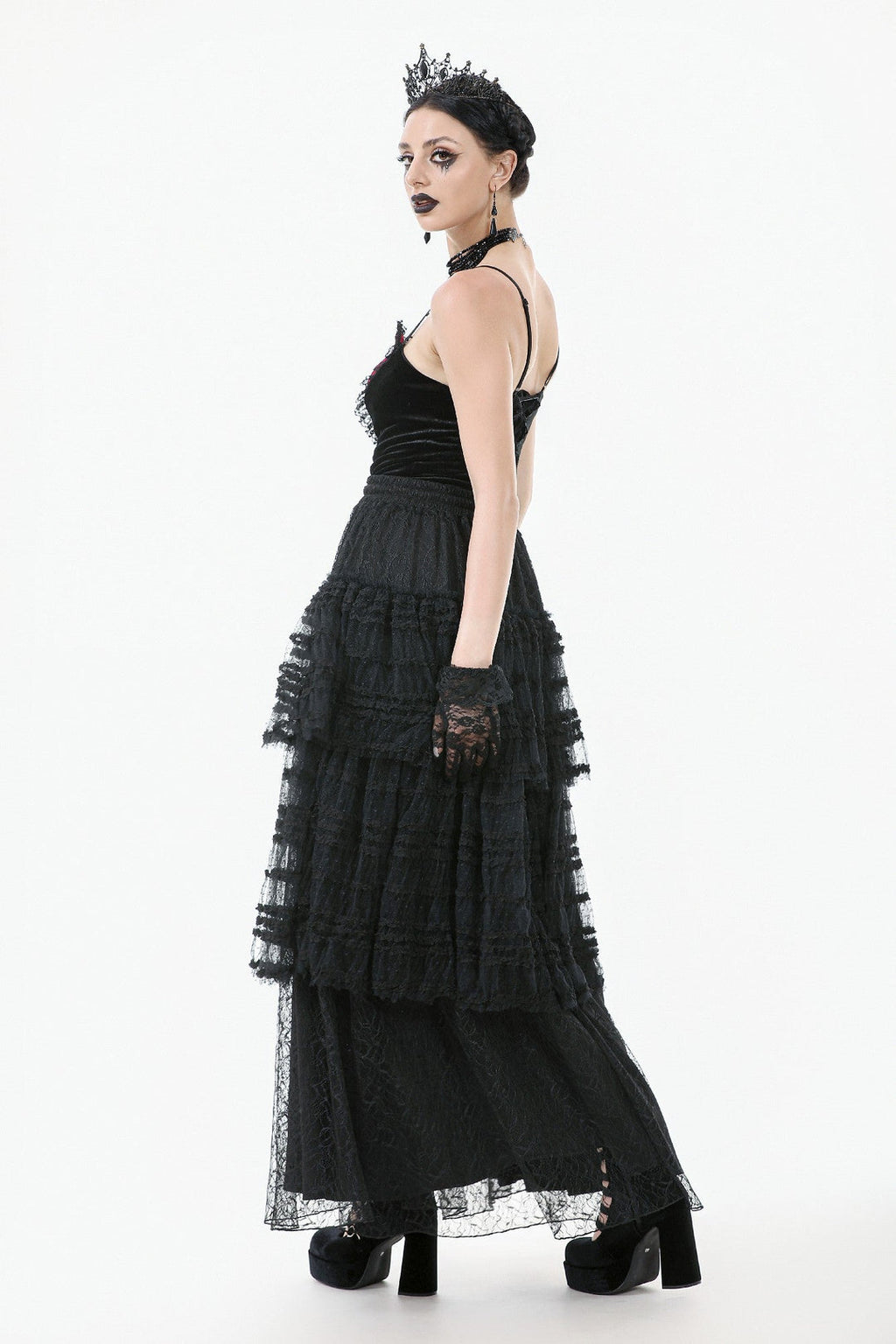 Tiered Net Lace Skirt