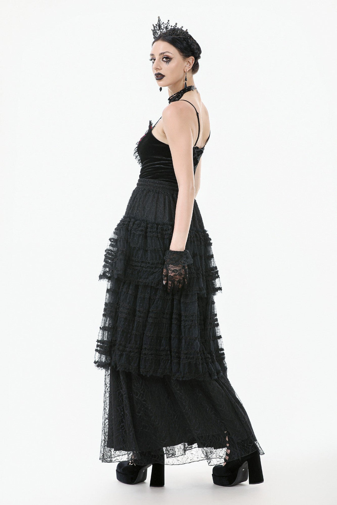 Tiered Net Lace Skirt