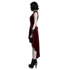 Red Gothic Hi-Lo Waterfall Velvet Sleeveless Dress