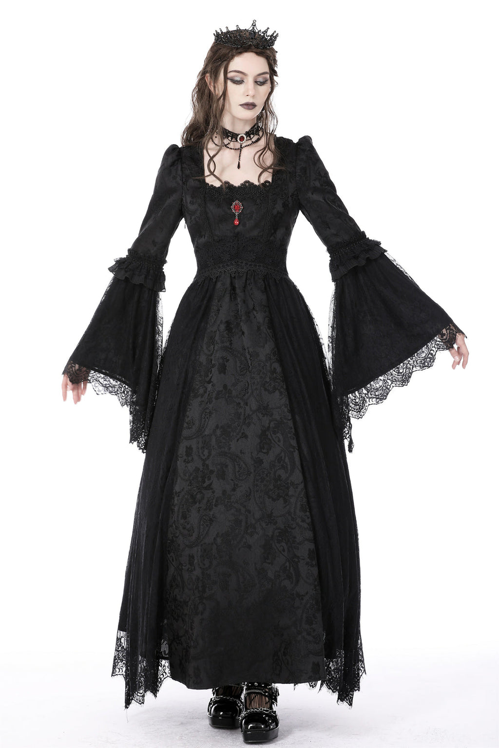 Red Jewel Vintage Court Maxi Dress
