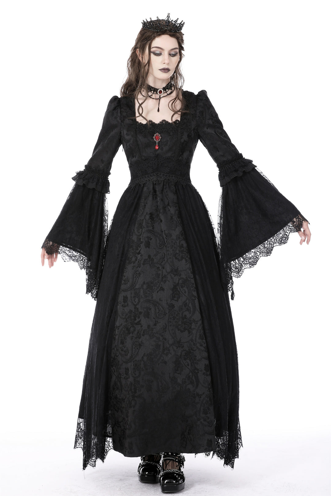 Red Jewel Vintage Court Maxi Dress