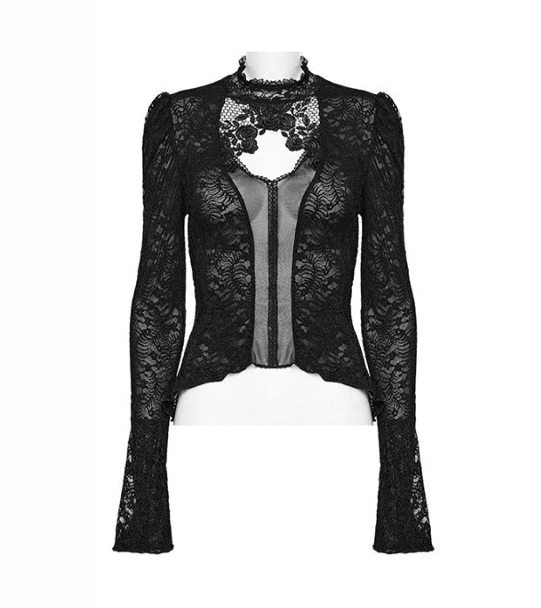 Delicate Standing Collar Sheer Blouse