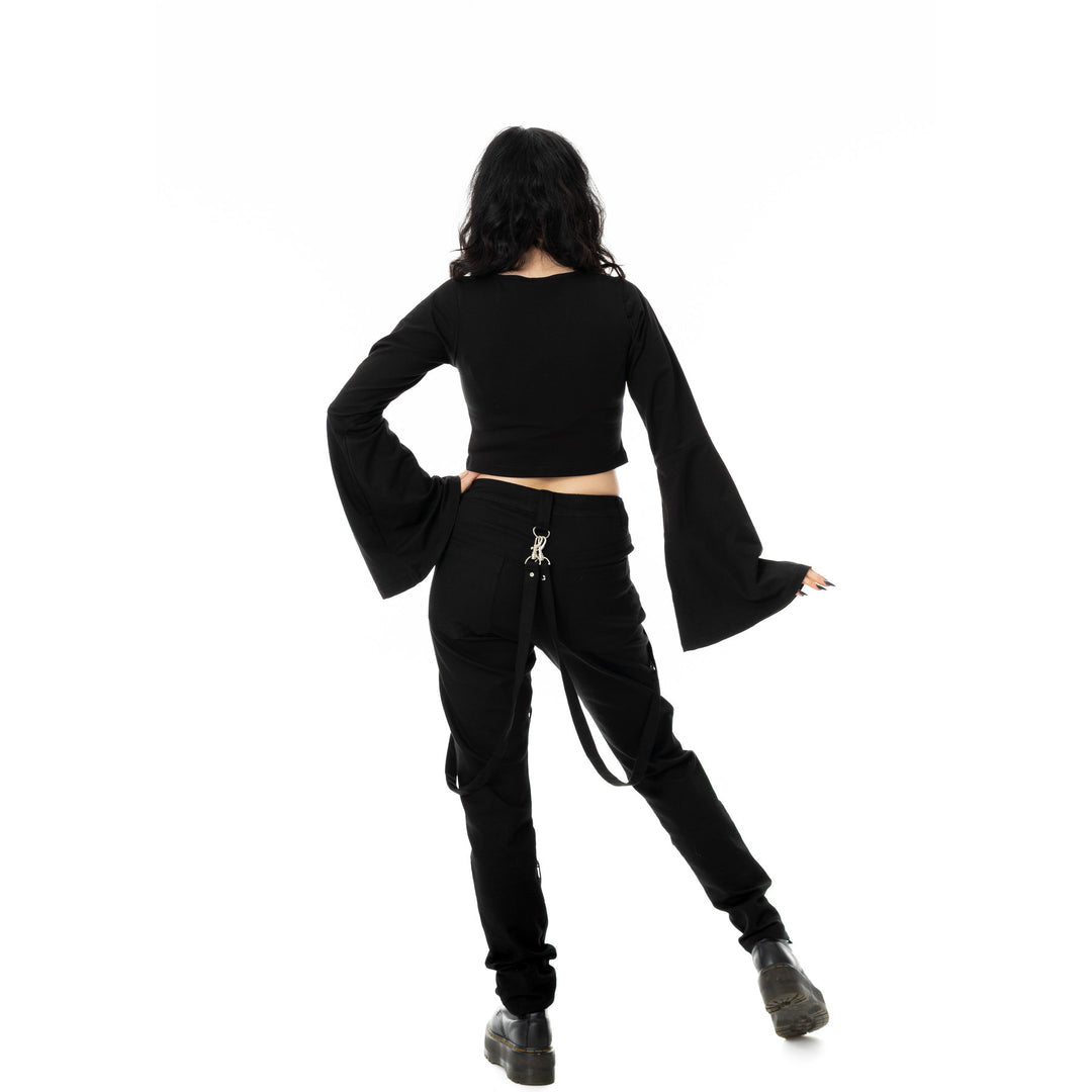 Eyelet Lace Up Clip Pants