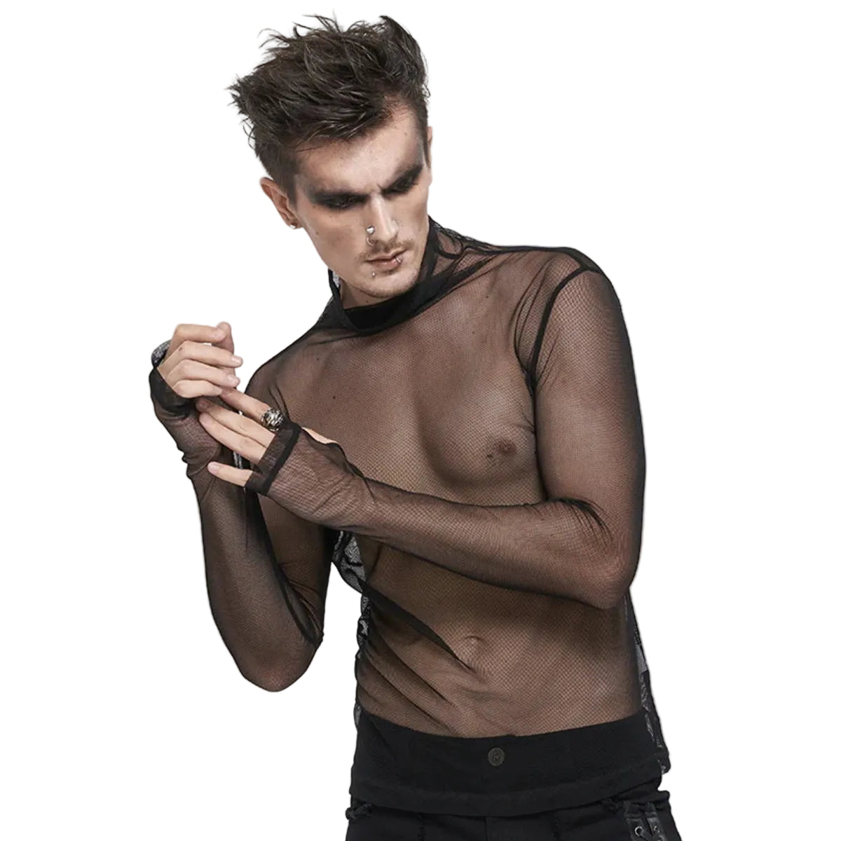High Neck Casual Mesh Top