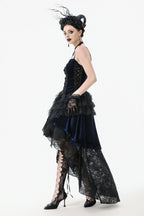 Royal Indigo Velvet Lace Hi-Lo Dress
