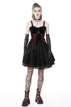 Bloody Lace Up Velvet Dress