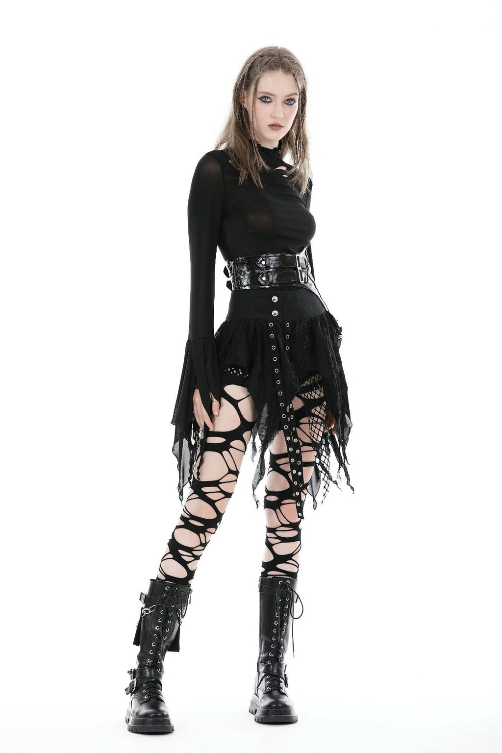 Punk Mesh Eyelet Super Mini Skirt