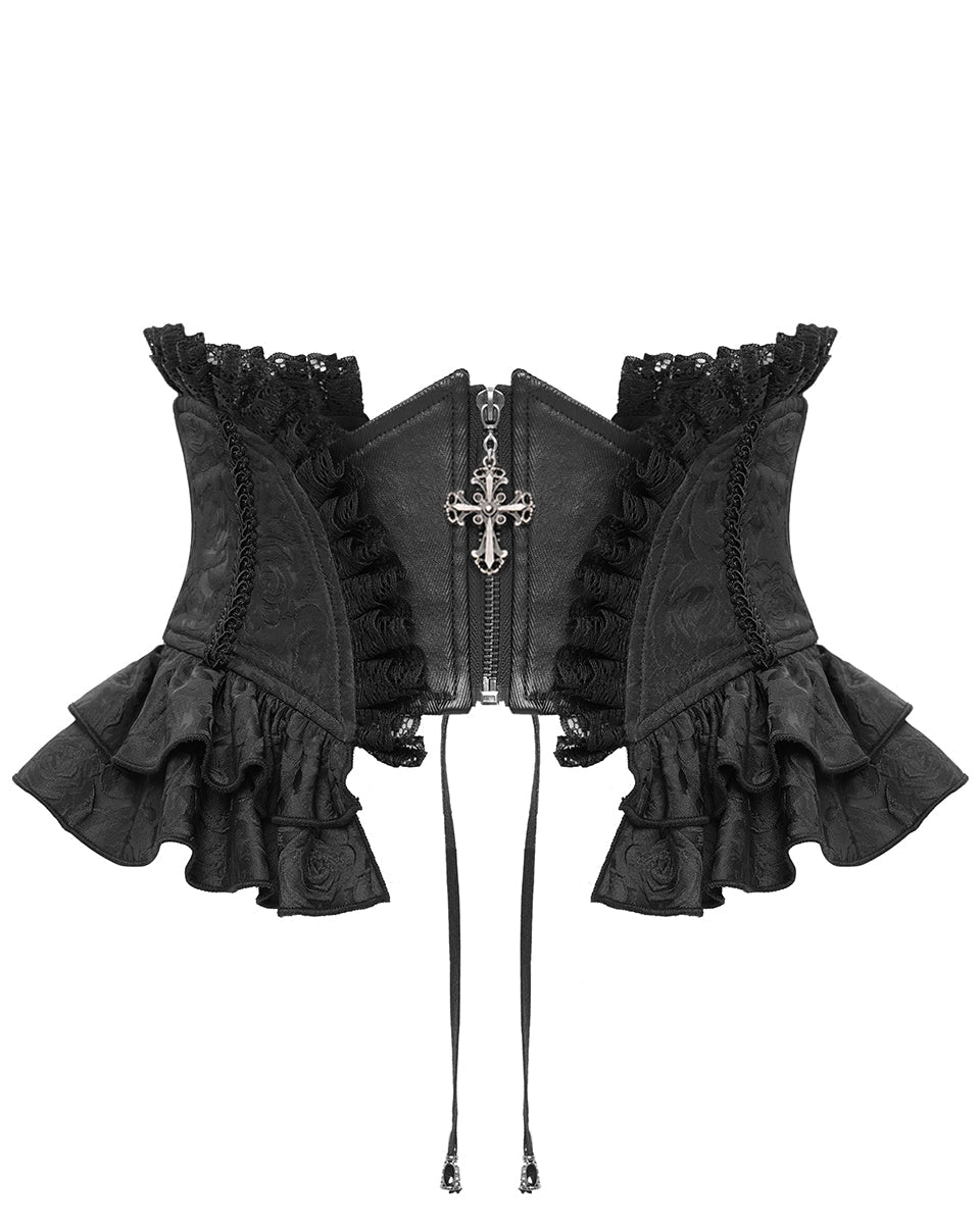 Crucifix Rose Frill Corset Belt
