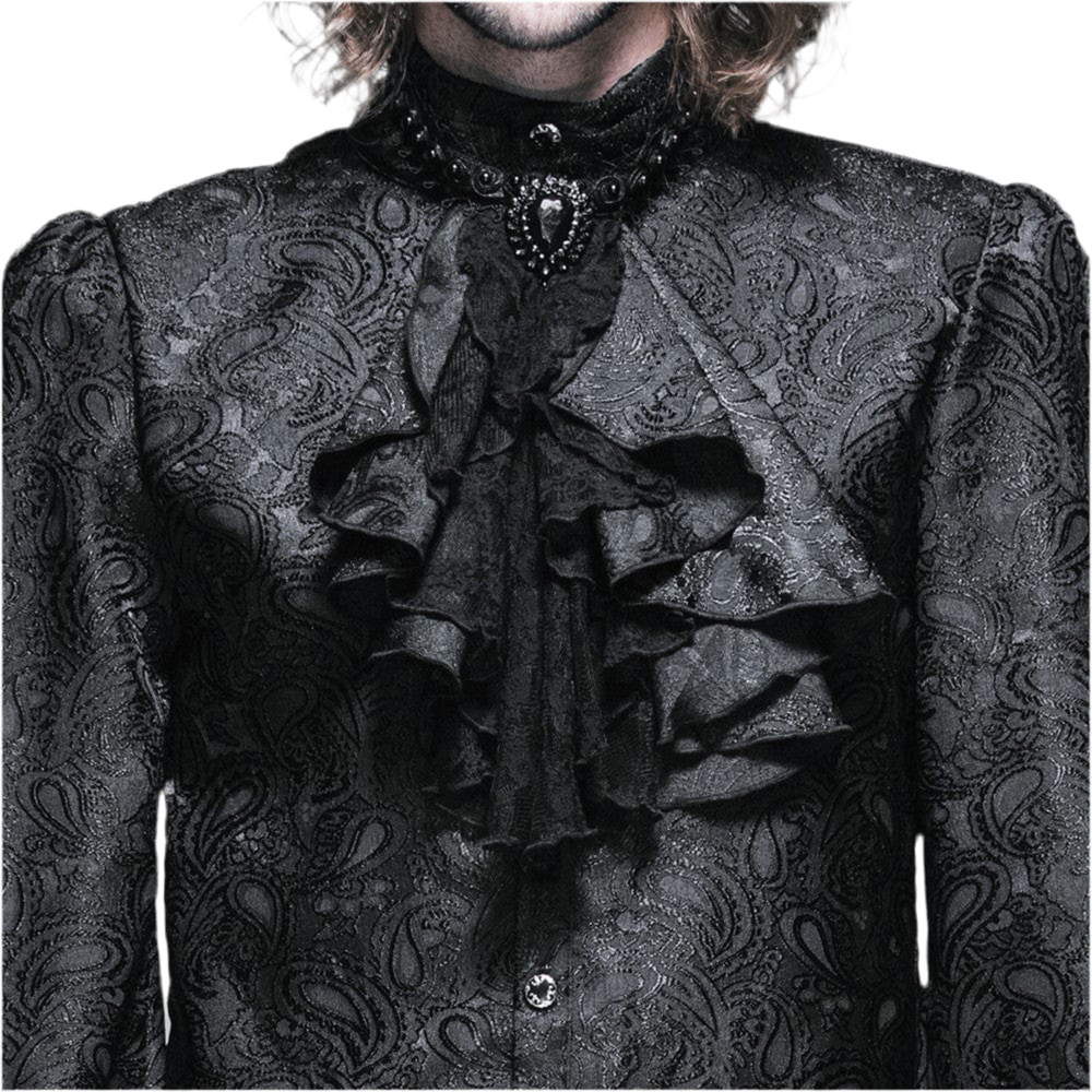 Black Ruffle Jewel Cravat