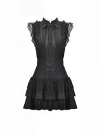 Frilly Sleeveless Doll Shirt Dress