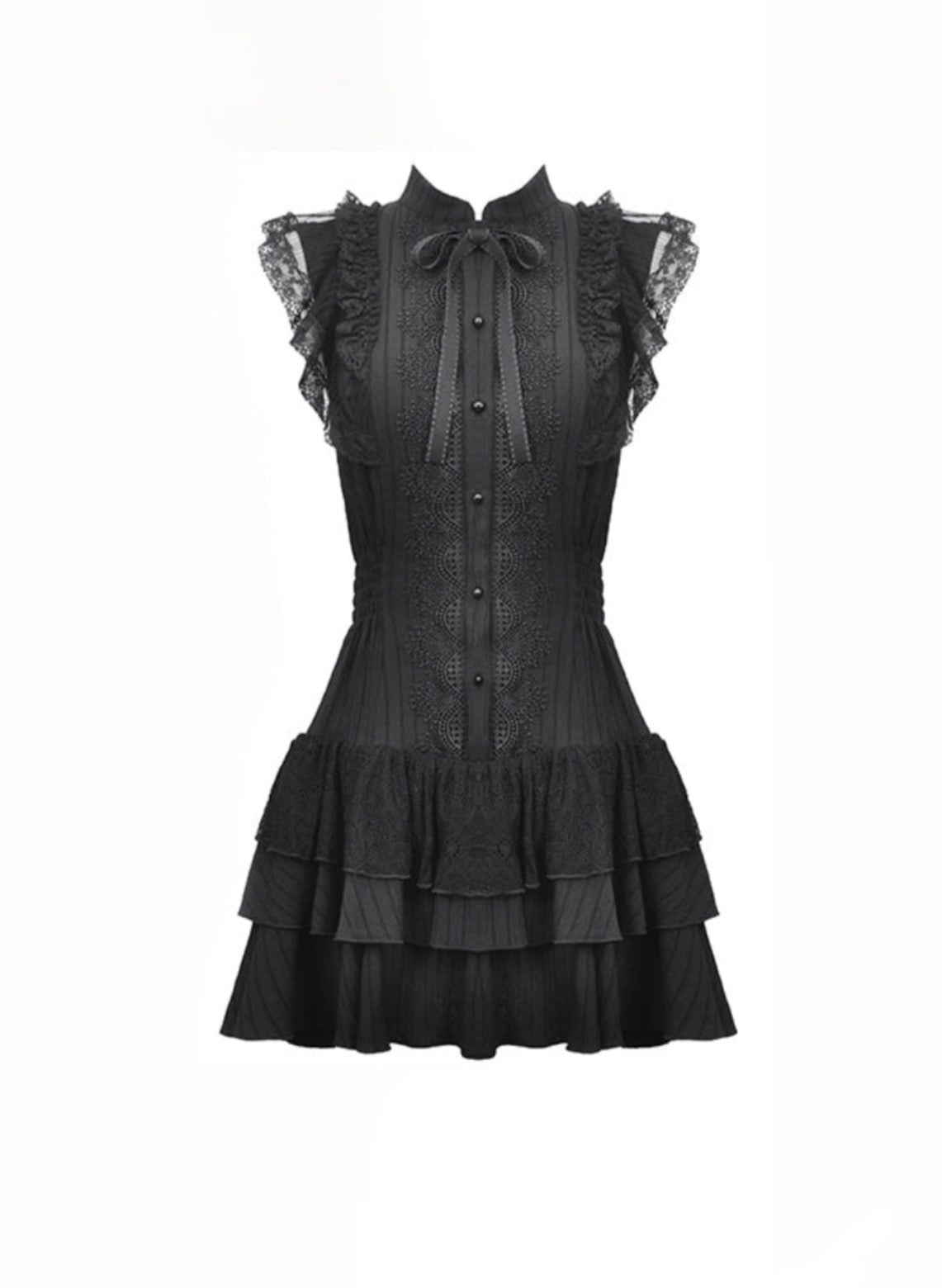 Frilly Sleeveless Doll Shirt Dress