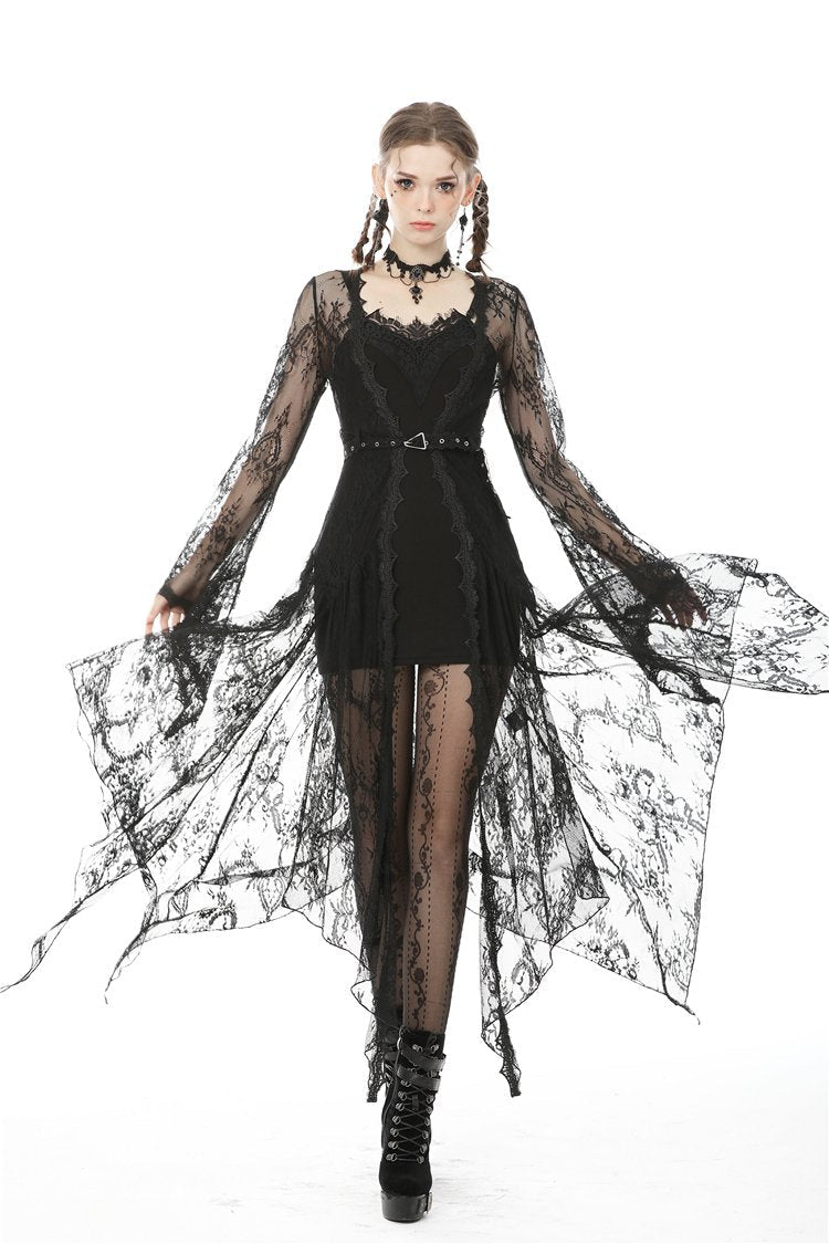 Delicate Laced Maxi Jacket With Belt