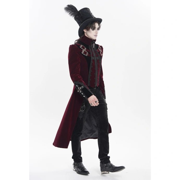 Big Buckle Zip Long Velvet Burgundy Jacket
