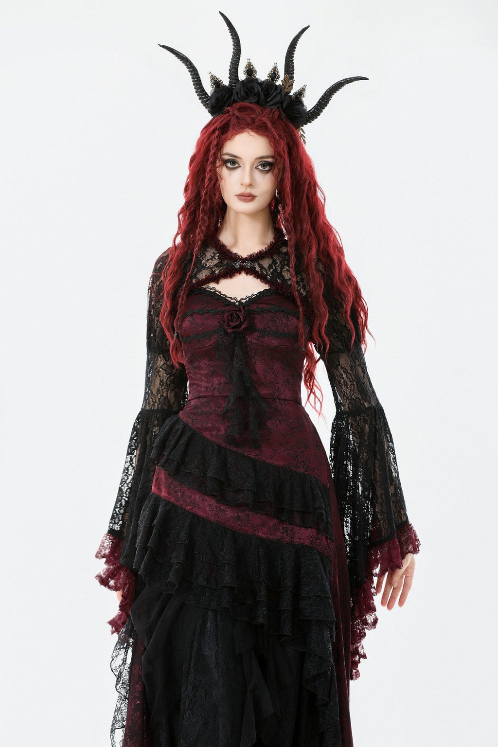 Red Rim Black Lace Bolero
