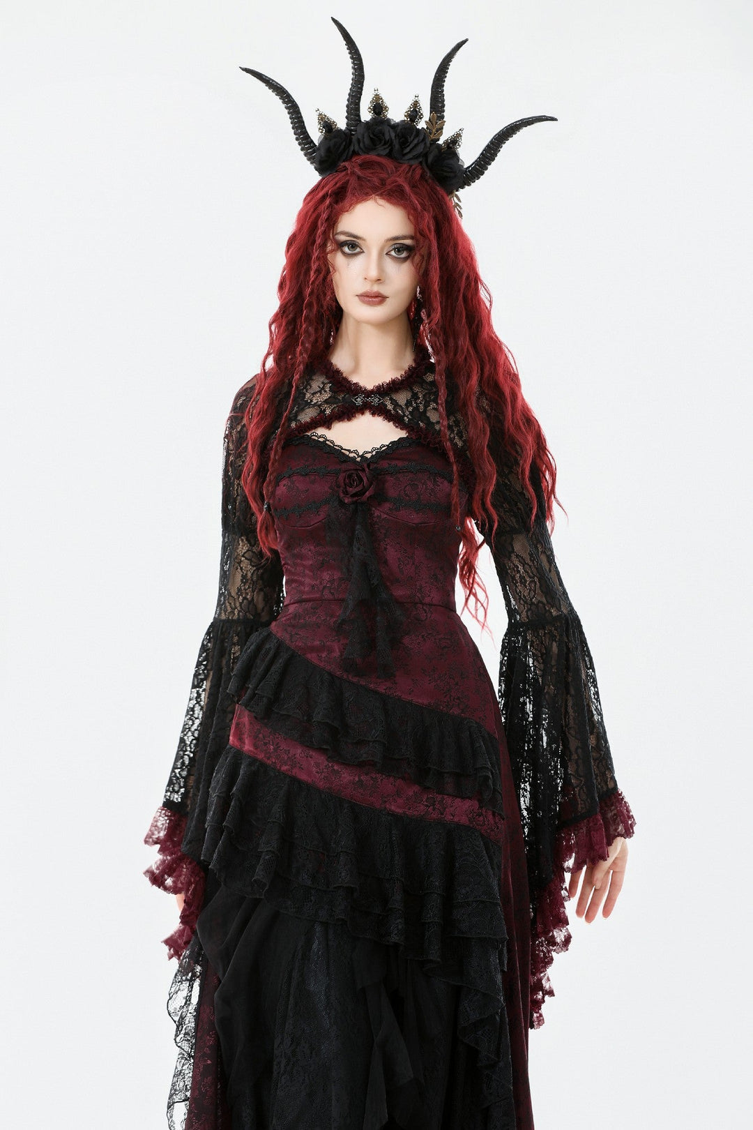 Red Rim Black Lace Bolero