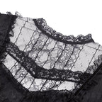 Vintage Netted Neck Puff Sleeve Dress