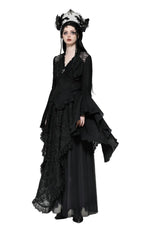 Black Flared Sleeve Crucifix Charm Blouse