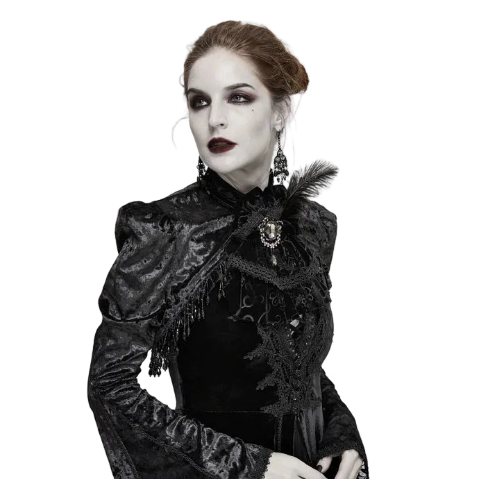 Velvet Feather Jewel Clip On Cravat
