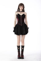 Red Wine Laced Crucifix Zip Mini Dress