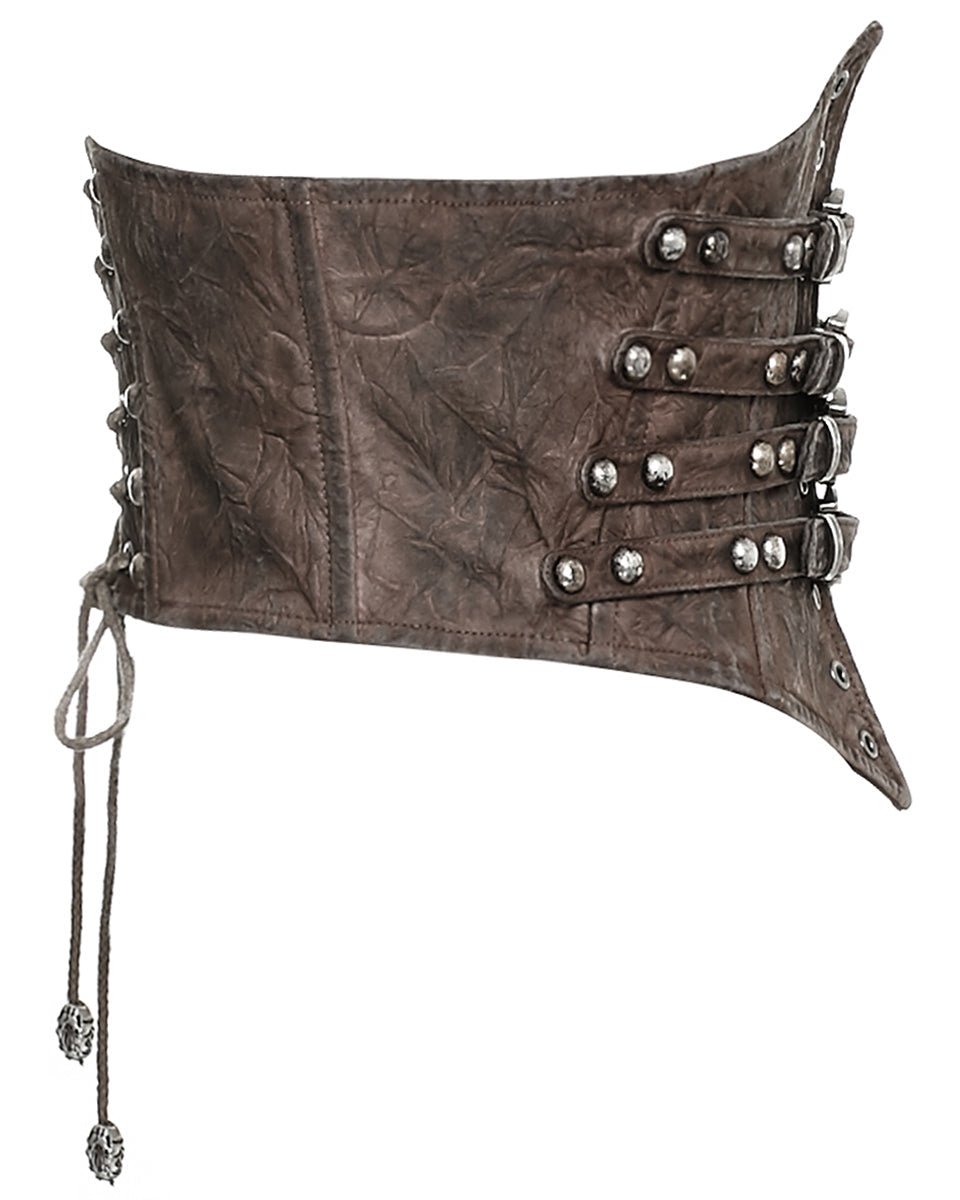 Brown Cinched Buckle Corset