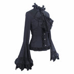 Flared Ruffle Sleeve Rose Cravat Blouse