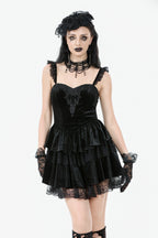Lace Wing Strap Ruffle Dress