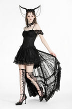 Romantic Lace Trail Bardot Strap Dress