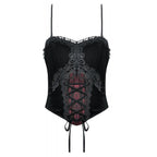 Velvet Red Lace Up Corset Top
